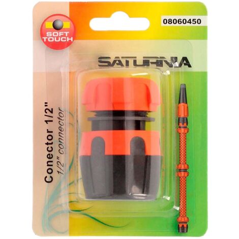 SATURNIA conector manguera soft-touch 1/2 , Conector manguera soft-touch.- Medida: 1/2.- Fabricado polipropileno y goma con tacto soft touch, que aporta comodidad y erg