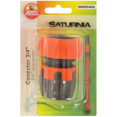 SATURNIA conector manguera soft-touch 3/4 , Conector manguera soft-touch.- Medida: 3/4.- Fabricado polipropileno y goma con tacto soft touch, que aporta comodidad y erg
