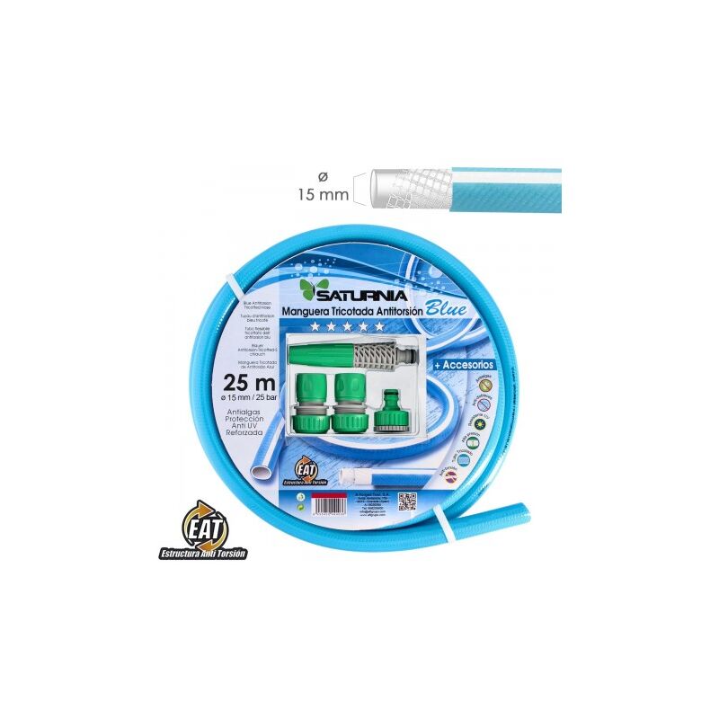 

Manguera tricotada no torsion blue Ø 15 mm rollo 25 metros con accesorios manguera anti torsion manguera sin dobleces