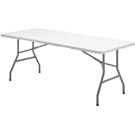 SATURNIA mesa plegable rectangular hdpe 244x76x74 cm. color blanco