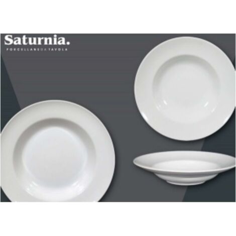 Saturnia Piatto Fondo D 23 Cm H 3,5 Cm Porcellana Ischia Bianco