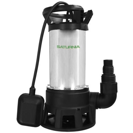 SATURNIA Pompa sommergibile di drenaggio in acciaio inox 1.300 W. 25.000 lts/ora, Profondità 7 mts, Prevalenza 11 mts. Particelle max. Ø 38 mm.