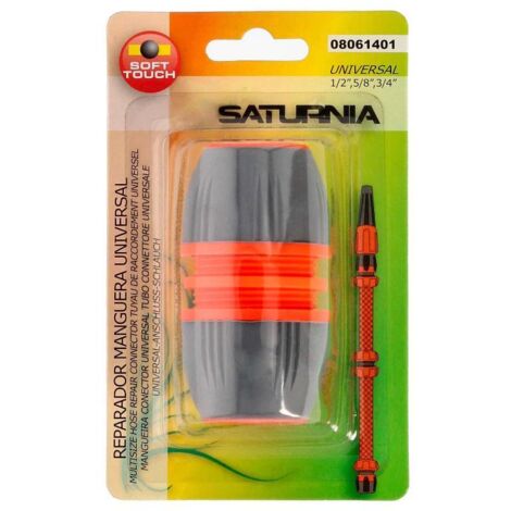 SATURNIA Reparador Universal Mangueras 1/2" 5/8" y 3/4". Facil de usar, Plastico Soft Touch.