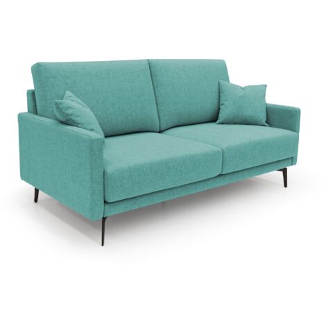 Saturno modernes Sofa aus weichem wasserfestem Stoff T03 140 cm aquamarin