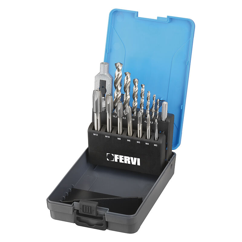 Image of Satz Gewindebohrer und Bohrer im Karton mit 15 Stuck Fervi m015s