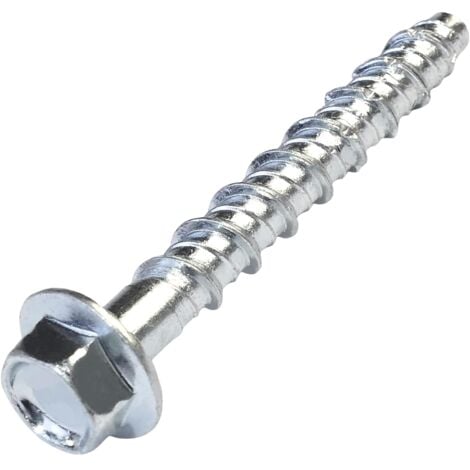 Satz mit 10 Betonschrauben mit Sechskantkopf und Sockel/Kragen Ø6x50 mm – Direktbefestigung ohne Dübel – für 7,5-mm-Inbusschlüssel – aus Stahl – für Renovierung