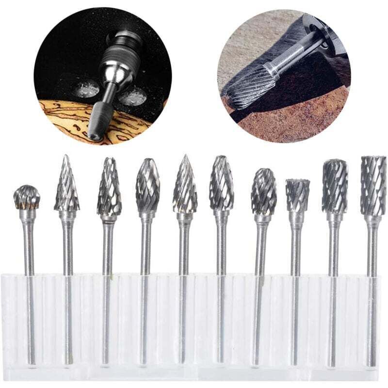 Image of Satz mit 10 Hartmetall-Rotationsfräsern mit Schleifkopf für Rotationswerkzeuge, Bohrmaschinen