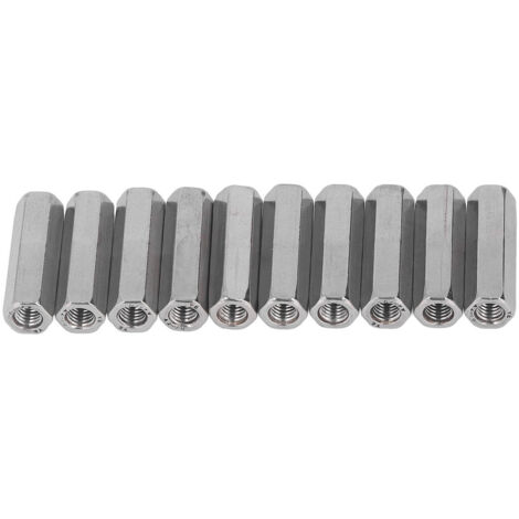 Satz mit 10 M8x1,25 45mm Sechskant-Kupplungsverbindern aus industrietauglichem Stahl 304
