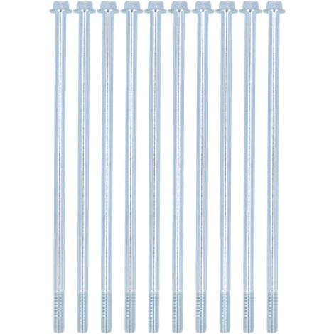 Satz mit 10 Sechskant-Halbgewindeschrauben 10x285 mm, blau-kohlenstoffverzinkt, für Gartengeräte und Autowaschanlagen