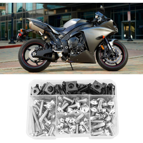 Satz mit 177 universellen M5- und M6-Schrauben für Motorradverkleidungen, kompatibel mit Yamaha und Sportmotorrädern – Silber