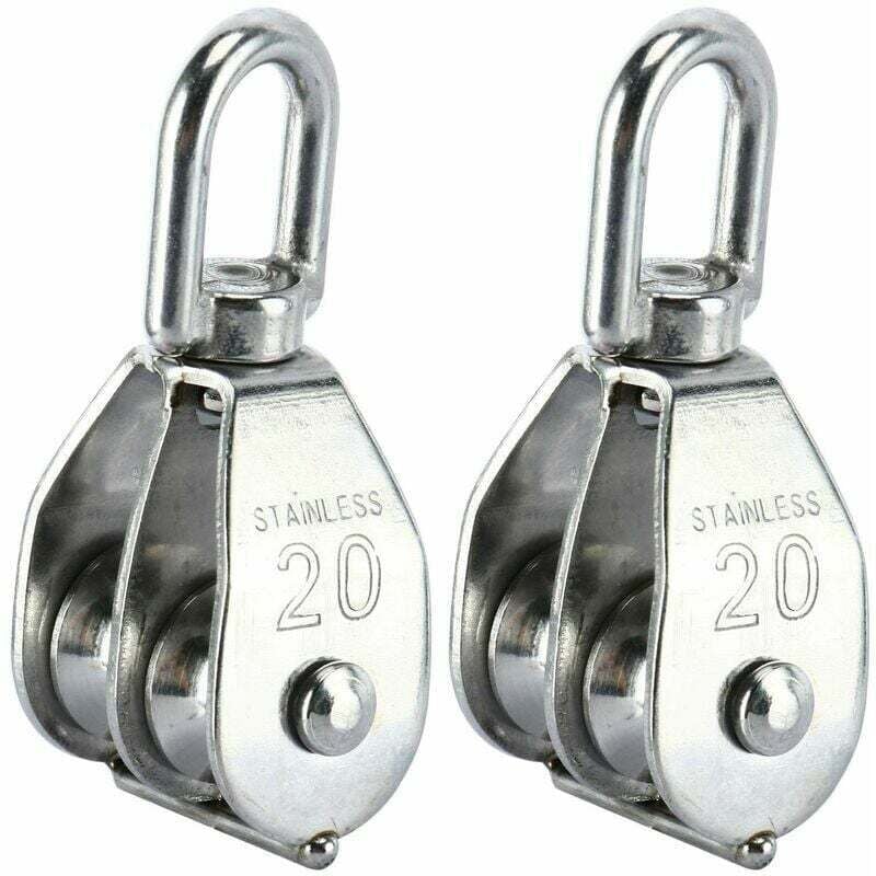 Image of Satz mit 2 Doppelrollenblöcken aus Edelstahl 304 mit drehbarem Haken (M20)