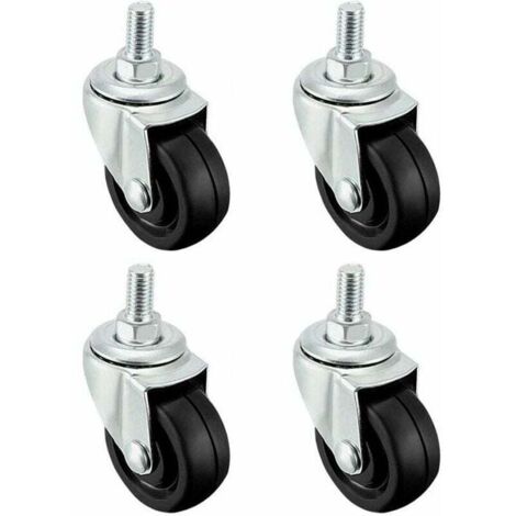 Satz mit 4 40-mm-Gummirädern mit M8-Gewindeschaft,