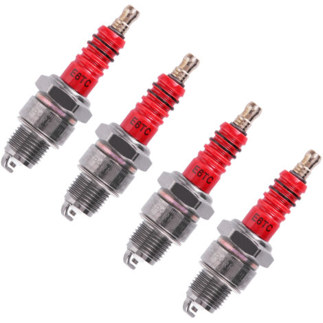 Satz mit 4 E6TC-Zündkerzen, kompatibel mit Motoren, Generatoren, Rasenmähern, Traktoren, Motorhacken, Wasserpumpen und Go-Karts. Hochleistungs-Zündkerzensatz.