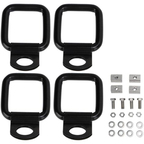 Satz mit 4 T-Nut-Schienen für Pickup-Schienen mit schwarzen Metall-Ankerringen, 3/8-16 Gewinde