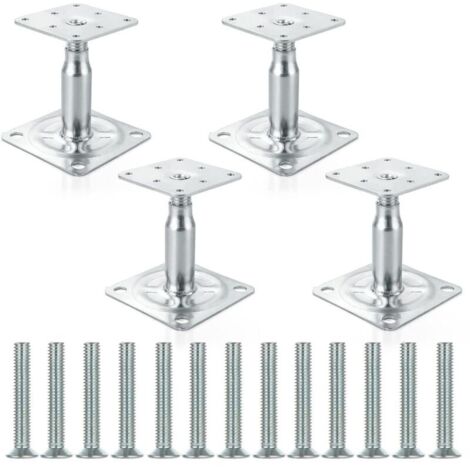Satz mit 4 verstellbaren, verzinkten Pfostenstützen, feste Dachbasis, solide und robust für den Bau (130-180 mm)