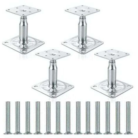 Satz mit 4 verstellbaren, verzinkten Pfostenstützen von 100 bis 150 mm, robuste Dachkonstruktion