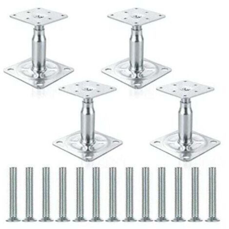 Satz mit 4 verstellbaren, verzinkten Pfostenstützen von 100 bis 150 mm, robuste Dachstützen für den Baubereich