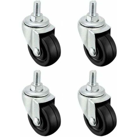 Satz mit 4 x 40 mm Gummirädern mit M8-Gewindebolzen