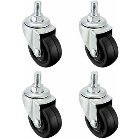 Satz mit 4 x 40 mm Gummirädern mit M8-Gewindebolzen