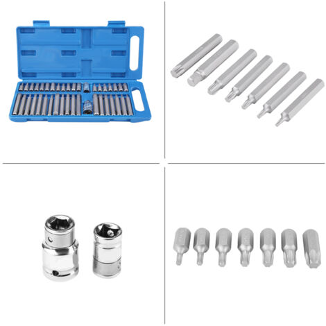 Satz mit 40 Torx-Sechskantbits, 1/2" und 3/8" für Ratschen