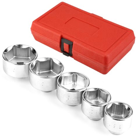 Satz mit 5 Ölfilterschlüsseln (24 mm, 27 mm, 32 mm, 36 mm, 38 mm) für schnelle Demontage