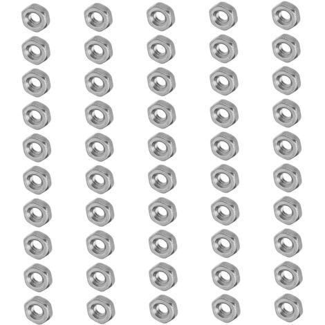 Satz mit 50 Sechskantmuttern aus Edelstahl A2-70 M3 für industrielle mechanische Montage