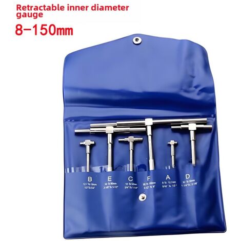 Satz mit 6 einstellbaren Innendurchmesserlehren  Messbereich 8–150 mm  Rundkopf-Lochlehre  Ohne blaue Kartonverpackung LG46  Mechanische Präzisionsmessung