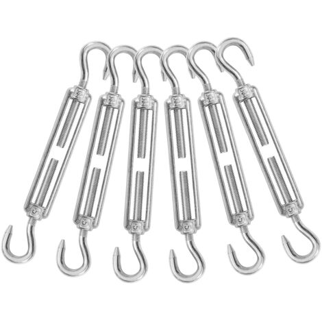 Satz mit 6 M5-Hakenspannern, robuste Spanner zum Spannen von Metallseilen, geeignet für Geländerseile.