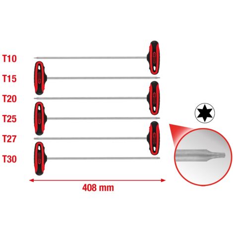 Satz mit 6 TORX®-Schlüssel mit T-Griff, L.375 mm