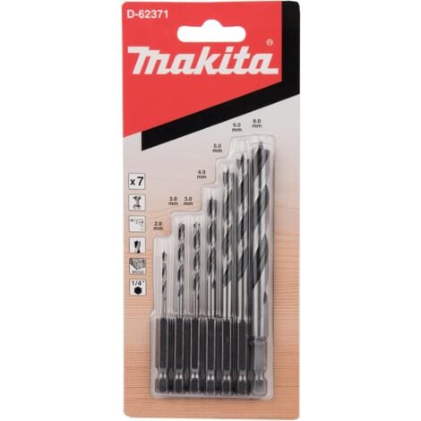 Satz mit 7 spiralförmigen Holzbits, 1/4'' Sechskantschaft – MAKITA D-62371