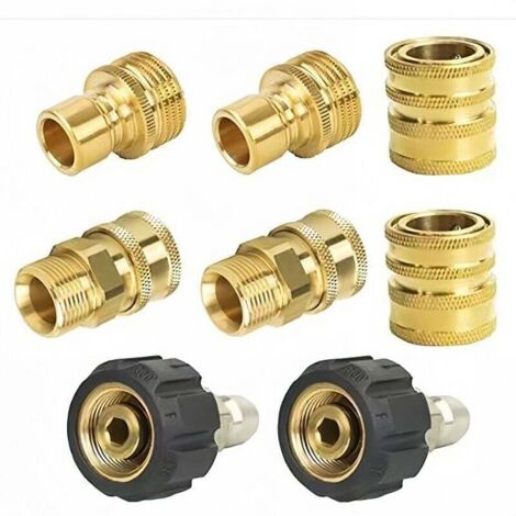 Satz mit 8 3/8" M22-14 Messing-Schnellverbindern – Außengewinde/Innengewinde für Hochdruckreiniger