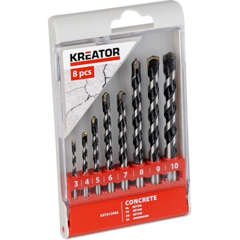 Satz mit 8 Betonbohrern 3-4-5-6-7-8-9-10 mm krt012402 kreator