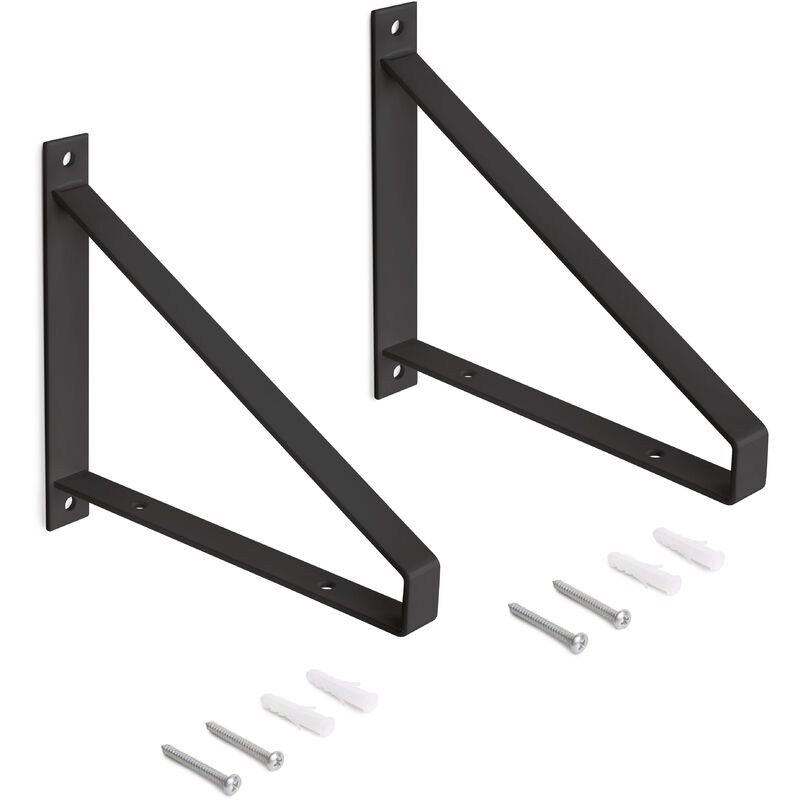 Emuca Satz Träger-set Für Regale In Holz Shelf Mit Dreieckiger Form, Stahl, Schwarz