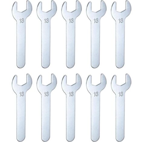 Satz von 10 kleinen festen metrischen Schraubenschlüsseln 13 x 87 x 2 mm, U-förmig, flacher Kopf, sehr dünn, verzinkt, für Autoreparaturen und Möbelmontage.