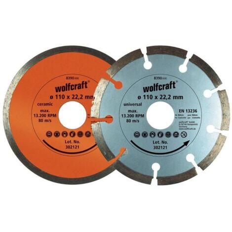 Satz von 2 Diamant-Trennscheiben ø 110mm 8390000 wolfcraft