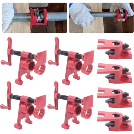 Satz von 4 Schlauchschellen, Schraubschellen für 3/4-Zoll-Rohre, Schraubschellen für Schläuche, Schlauchschellen mit Zangen und Spannern, Handschellen mit Schnelllösevorrichtung für die Holzbearbeitun