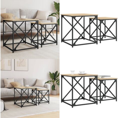 Satztische 2 Stk. Sonoma-Eiche Holzwerkstoff - Couchtisch - Nestschrank - Wohnzimmertisch - Esszimmertisch - Sideboard - Home & Living