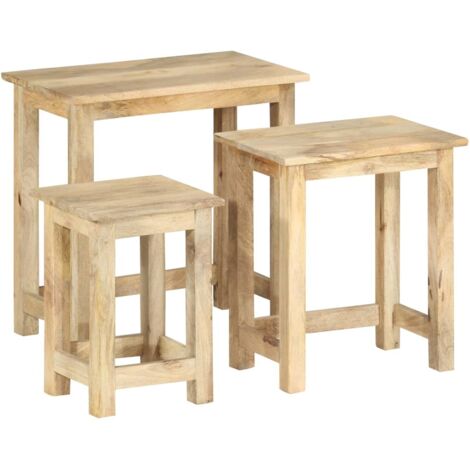 Satztische 3 Stk. Massivholz Mango