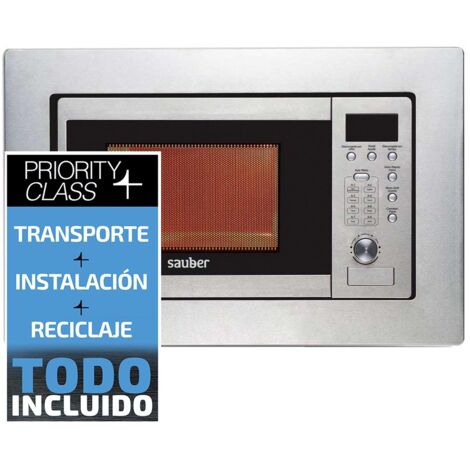 Sauber HMS02I - Horno Microondas Integrable 20 Litros Con Grill Inox