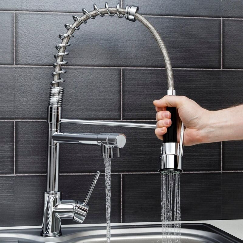 Sauber - Kitchen Mixer Tap Dual Spout with Pull Out Spray
