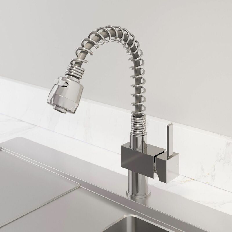 Sauber - Square Handle Kitchen Mixer Tap with Pull Out Spray
