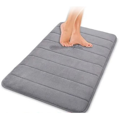 Saugfähige, rutschfeste und dicke Badematte für Fußböden – 40 x 60 cm, Hellgrau, ideal für Küche und Schlafzimmer