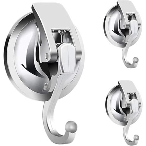 Saugnapf Haken Extra Stark Vakuum, 3 St체ck Saughaken Silber Saugnapfhaken Ohne Bohren Handtuchhaken Saugn채pfe Haken Wandhaken f체r Badezimmer K체che Bad Dusche T체r Fenster Glas Wand Fliesen - Max 5KG