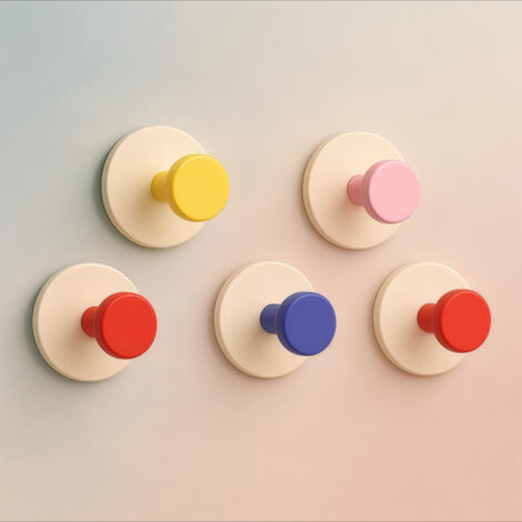 Saugnapfhaken, farbig, 6,1 x 6,1 x 4,4 cm, 5er-Set, stark, langlebig, rückstandsfrei, ohne Bohren zu montierende Schlüsselhaken.