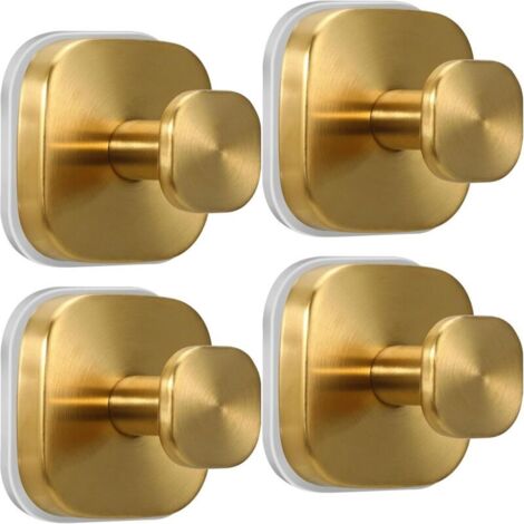 Saugnapfhaken zum Aufhängen von Handtüchern und Bademänteln, geeignet für Badezimmer, Küchen, Glas- und Fliesenoberflächen (4 Stück, goldfarben)