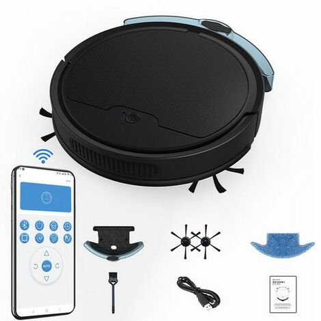 Saugroboter, Wischroboter, Intelligente Roboter, APP Bluetooth Steuerung mit 200ML Wassertank für 120-150m², Noir, KINSI