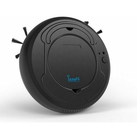 Saugroboter, Wischroboter, Nass-Trocken-Saugroboter 3 in 1 Intelligenter Bodenfeger, 1200MAH, 3W, 3.7V, Schwarz, KINSI