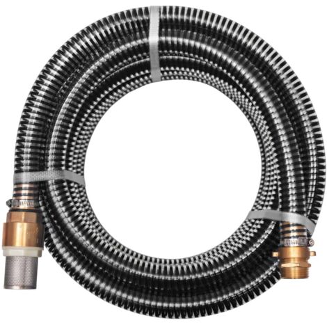 Saugschlauch mit Messing-Anschlüssen 10 m 25 mm Schwarz