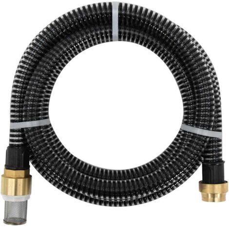 Saugschlauch mit Messing-Anschlüssen Schwarz 1,1" 5 m PVC