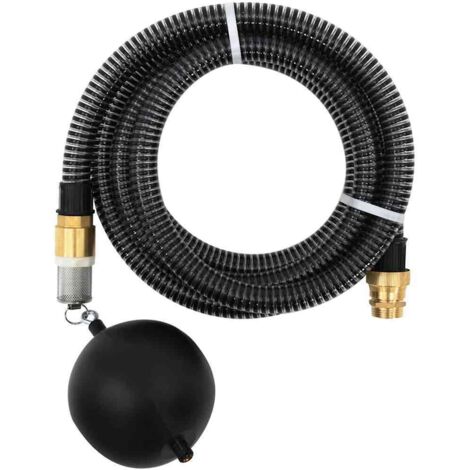 Saugschlauch mit Messing-Anschlüssen Schwarz 1,1" 7 m PVC